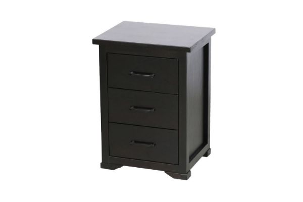 Picture of SYDNEY 3DRW Solid Pine Bedside Table (Dark Chocolate)