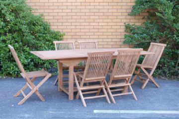 Picture of  BALI 7PC Solid Teak Rectangle 150-210 Extension Dining Set