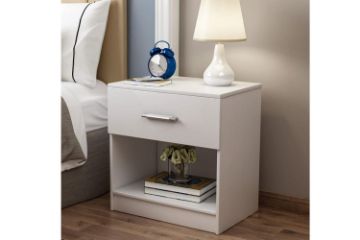 Picture of AVA 1-Drawer White Gloss Bedside Table