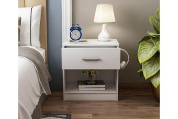 Picture of AVA 1-Drawer White Gloss Bedside Table