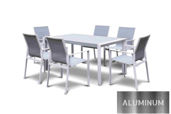 Picture of CARDIFF 160 7PC Aluminum Dining Set (White and Grey)