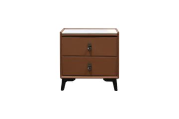 Picture of CUBA 2-Drawer Sintered Stone Top Bedside Table (Brown)