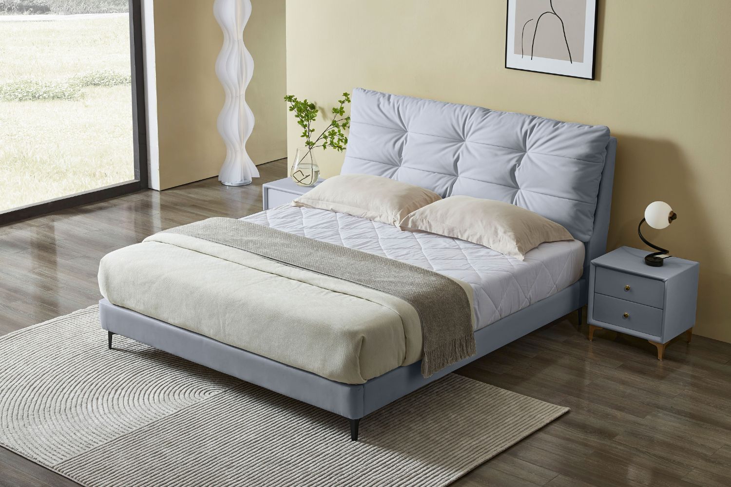 BROOKSIDE Queen/King Size Bed Frame (Silver Grey)