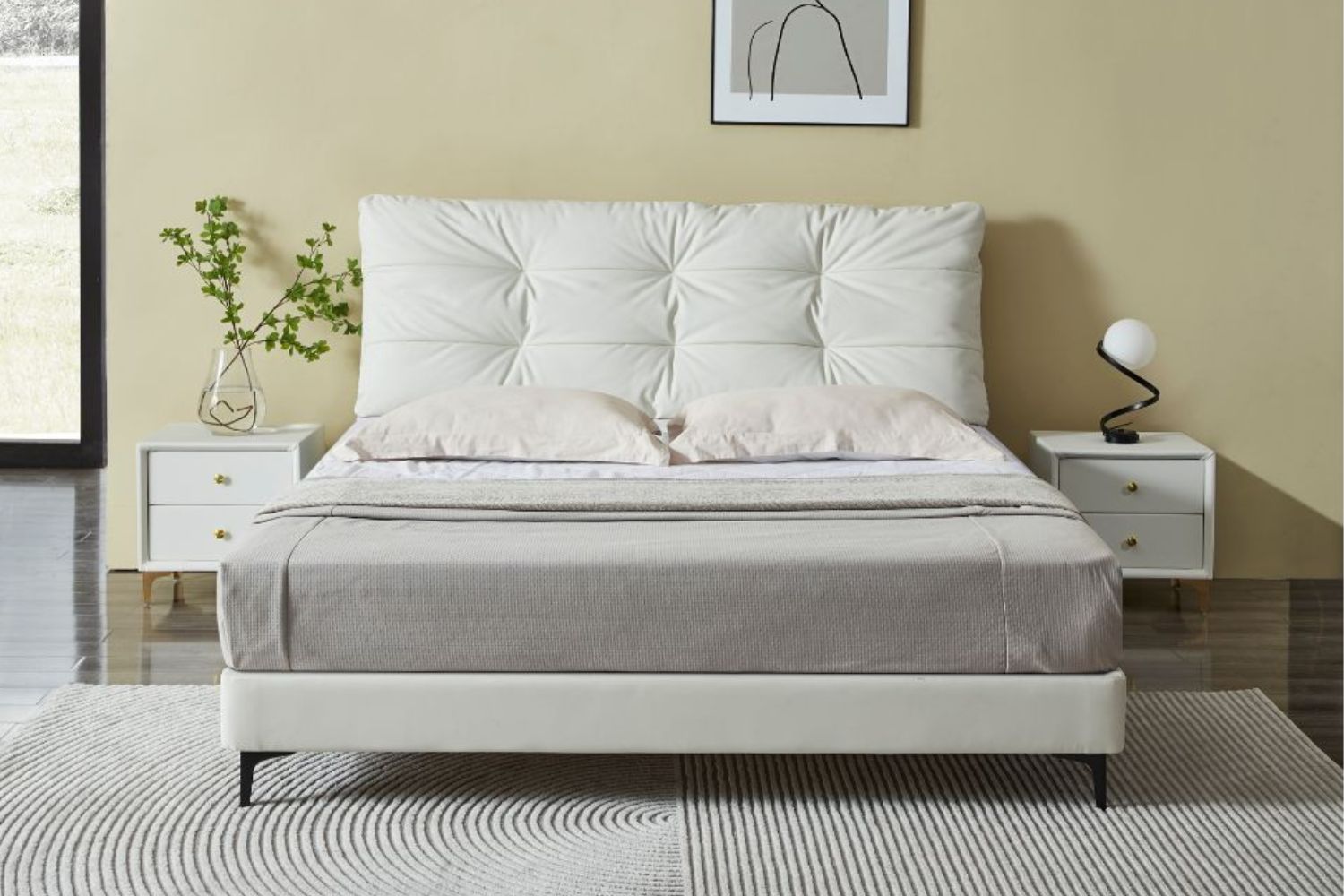 BROOKSIDE Queen/King Size Bed Frame (White)