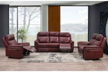 Picture of BREVILLE Reclining Genuine Leather Sofa (Wine Red)