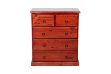 Picture of CANNINGTON Solid NZ Pine 5 DRW Tallboy (Wine Red Colour)