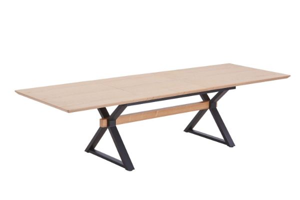 Picture of CAPITOL 180-300 Adjustable & Extendable Dining Table with Metal Black Legs (Natural)