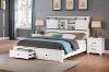 Picture of PURELAND Solid Pine Wood Bed Frame with Drawers (White) - Queen