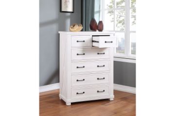 Picture of PURELAND Solid Pine Wood 6-Drawer Tallboy (White)