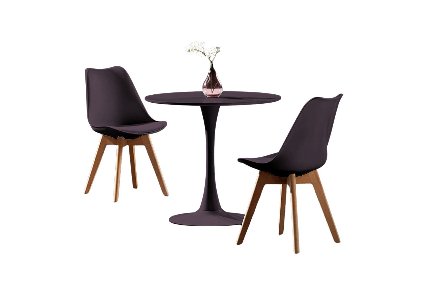 TULIP Dining Set (Black) 100cm Table with 4 Chairs