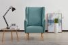 Picture of MOSSMAN Velvet Armchair/Sofa Chair with Natural Wood Legs (Aque Green)