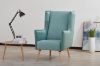 Picture of MOSSMAN Velvet Armchair/Sofa Chair with Natural Wood Legs (Aque Green)