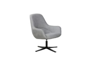 Picture of ASHER Velvet Lounge Chair  With Ottoman (Light Grey)