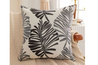 Picture of PALM LEAVES 3D Jacquard Pillow Cushion with Inner (45x45) - Dark Grey