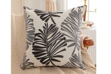 Picture of PALM LEAVES 3D Jacquard Pillow Cushion with Inner (45x45) - Dark Grey