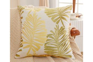 Picture of PALM LEAVES 3D Jacquard Pillow Cushion with Inner (45x45) - Golden Brown