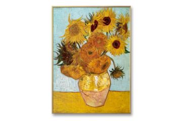 Picture of VASE WITH TWELVE SUNFLOWERS With By Vincent Van Gogh - Golden Framed Canvas Print Wall Art (80cmx60cm)