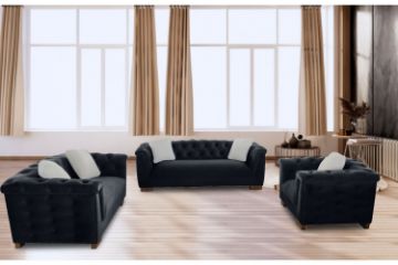Picture of MALMO 3/2/1 Seater Velvet Sofa Range with Pillows (Black)
