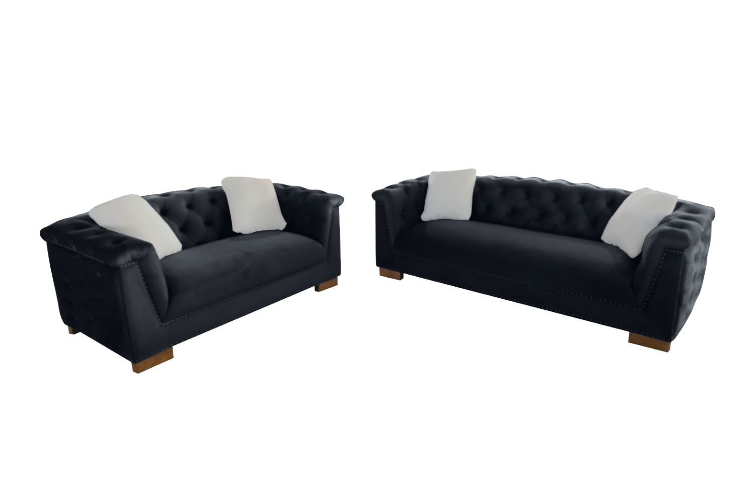 MALMO 3+2+1 Velvet Sofa Range with Pillows (Black)