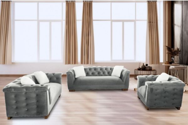 Picture of MALMO 3/2/1 Seater Velvet Sofa Range with Pillows (Grey)