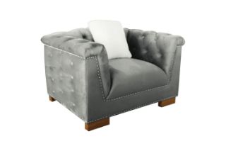 Picture of MALMO Velvet Sofa Range with Pillows (Grey) - 1 Seater