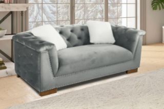 Picture of MALMO Velvet Sofa Range with Pillows (Grey) - 2 Seater