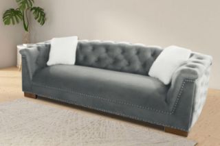 Picture of MALMO Velvet Sofa Range with Pillows (Grey) - 3 Seater