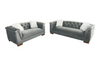Picture of MALMO Velvet Sofa Range with Pillows (Grey) - 3+2 Sofa Set