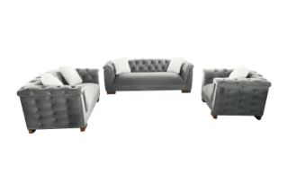 Picture of MALMO Velvet Sofa Range with Pillows (Grey) - 3+2+1 Sofa Set