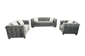 Picture of MALMO 3/2/1 Seater Velvet Sofa Range with Pillows (Grey)