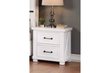 Picture of PURELAND Solid Pine Wood 2-Drawer Bedside Table (White)