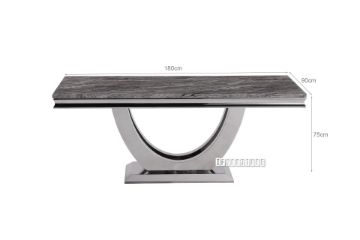 Picture of NUCCIO 180/200 Marble Top Stainless Steel Dining Table (Dark Grey)
