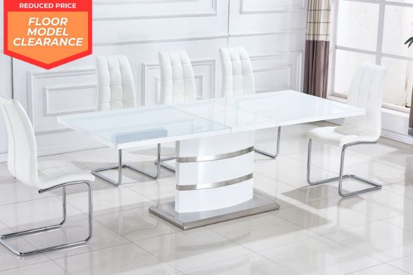 Picture of (FLOOR MODEL CLEARANCE) OUTRIDER 1.4M-1.8M Extendable Dining Table (White Gloss)