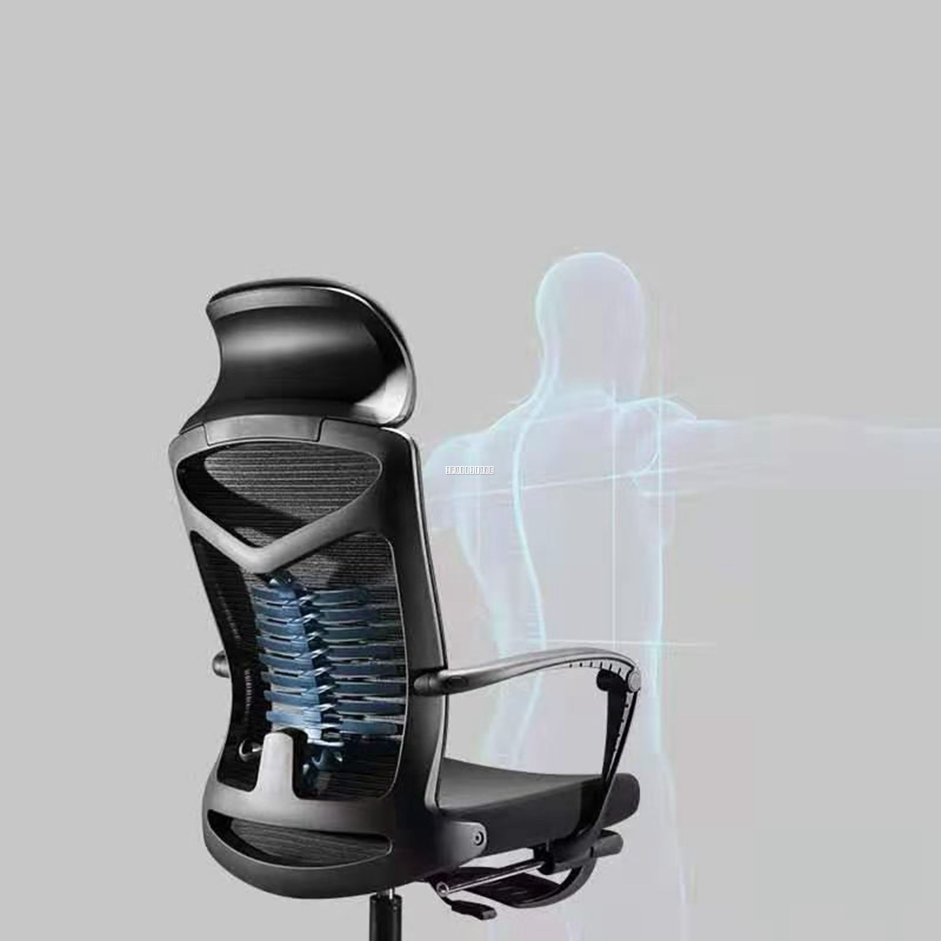SHERWIN Ergonomic Office Chair with Overturn Footrest