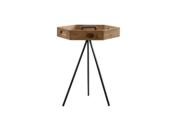 Picture of RUSSELL Hexagonal Reclaimed Pine Wood Tray Side Table