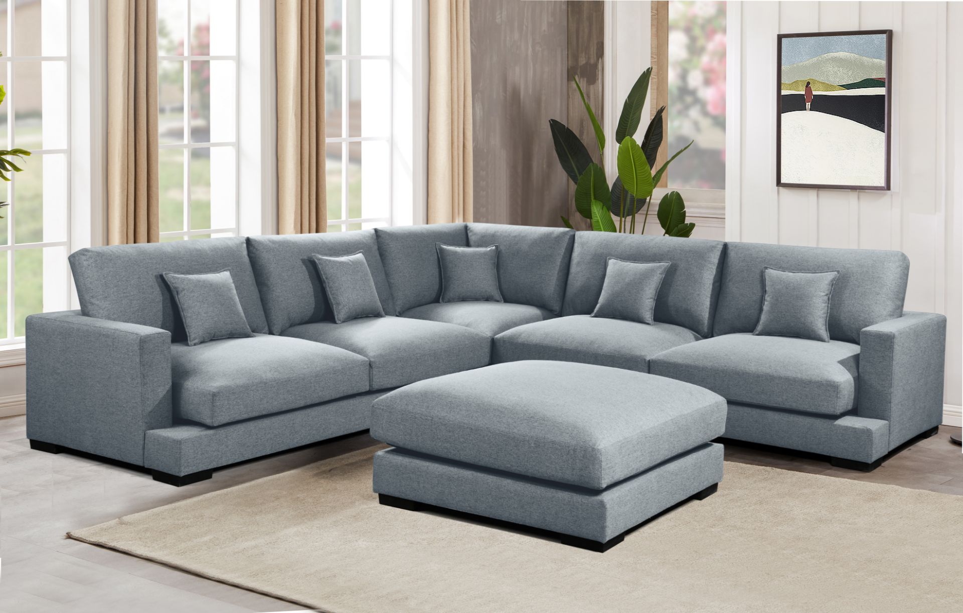 CARLO Fabric Corner Sofa - Corner Sofa with Ottoman