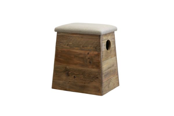 Picture of RUSSELL Reclaimed Pine Wood Stool with Storage (45cm Tall)