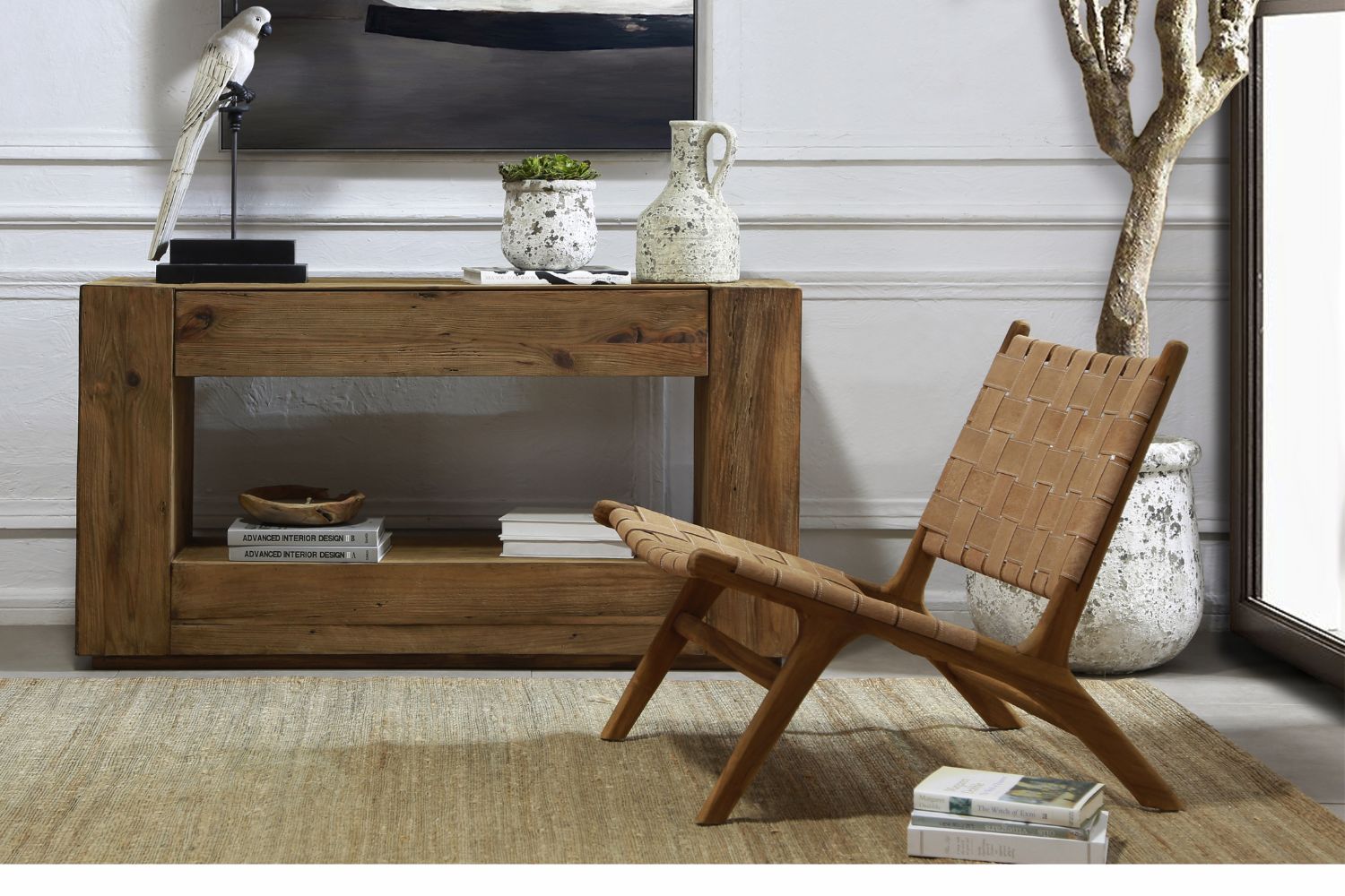 HOMER 100% Reclaimed Pine Wood Cuboid Console Table (140x76cm)