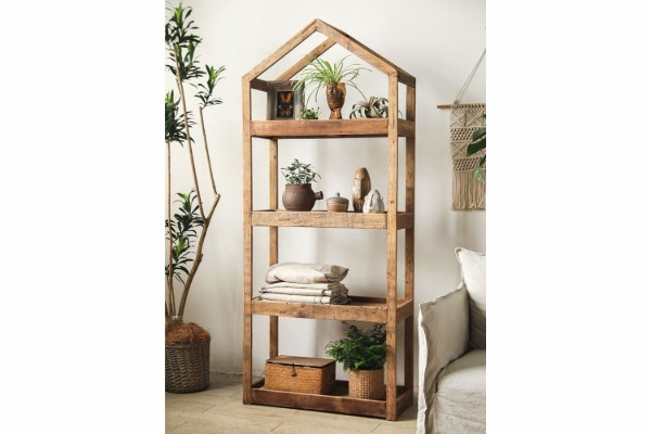 Picture of ELMORE 100% Reclaimed Pine Wood Scandi 4-Tier Shelf (85cmx199cm)