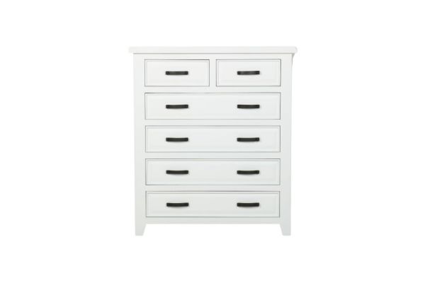 Picture of (FLOOR MODEL CLEARANCE) FRANCO Solid NZ Pinewood 6-Drawer Tallboy (White)