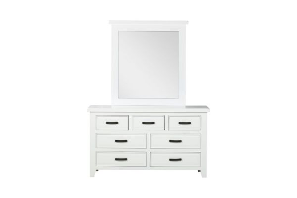 Picture of (FLOOR MODEL CLEARANCE) FRANCO Solid NZ Pinewood 7-Drawer Dressing Table and Mirror (White)