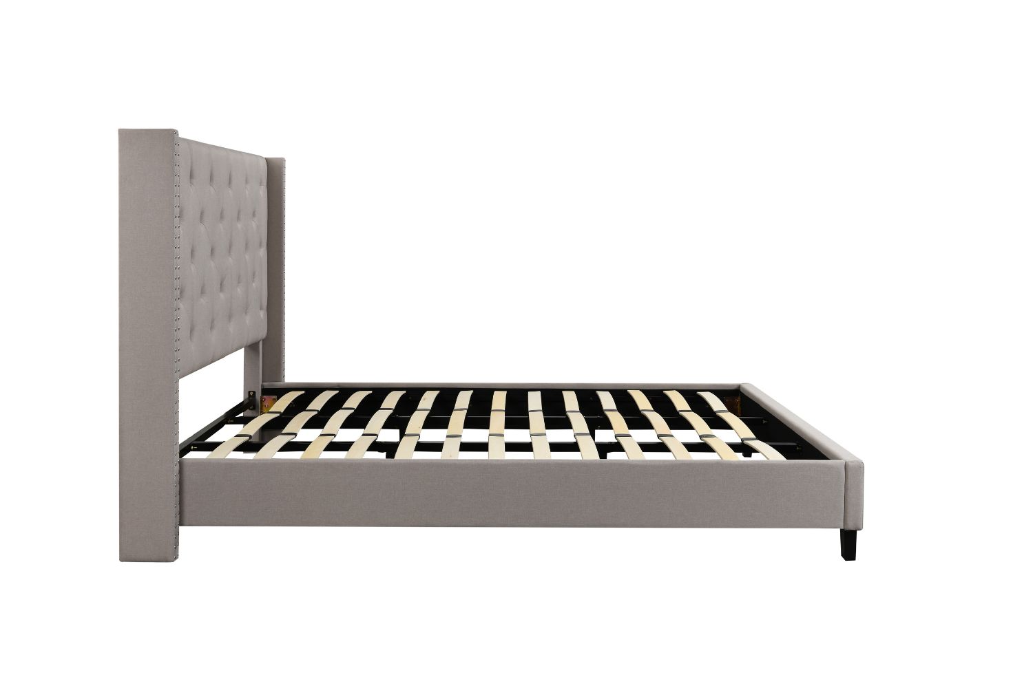 ELY Fabric Bed Frame in Queen/King Size (Beige)