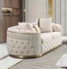 Picture of [FLOOR MODEL CLEARANCE]  PIEDMONT Chesterfield Velvet Sofa Range (Beige) - 3 Seater