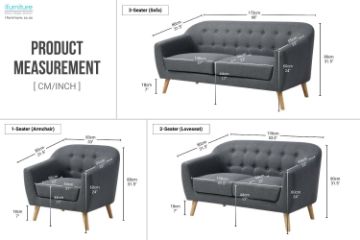 Picture of BRACKE 3/2/1 Seater Fabric Sofa Range (Grey)