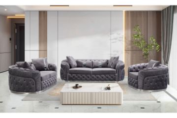 Picture of (FLOOR MODEL CLEARANCE) PIEDMONT 2-Seater Chesterfield Velvet Sofa (Grey)