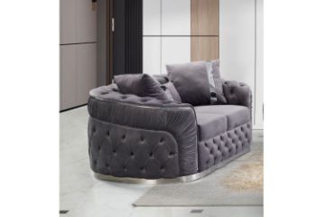 Picture of (FLOOR MODEL CLEARANCE) PIEDMONT Chesterfield Velvet Sofa Range (Grey) - 2 Seater 