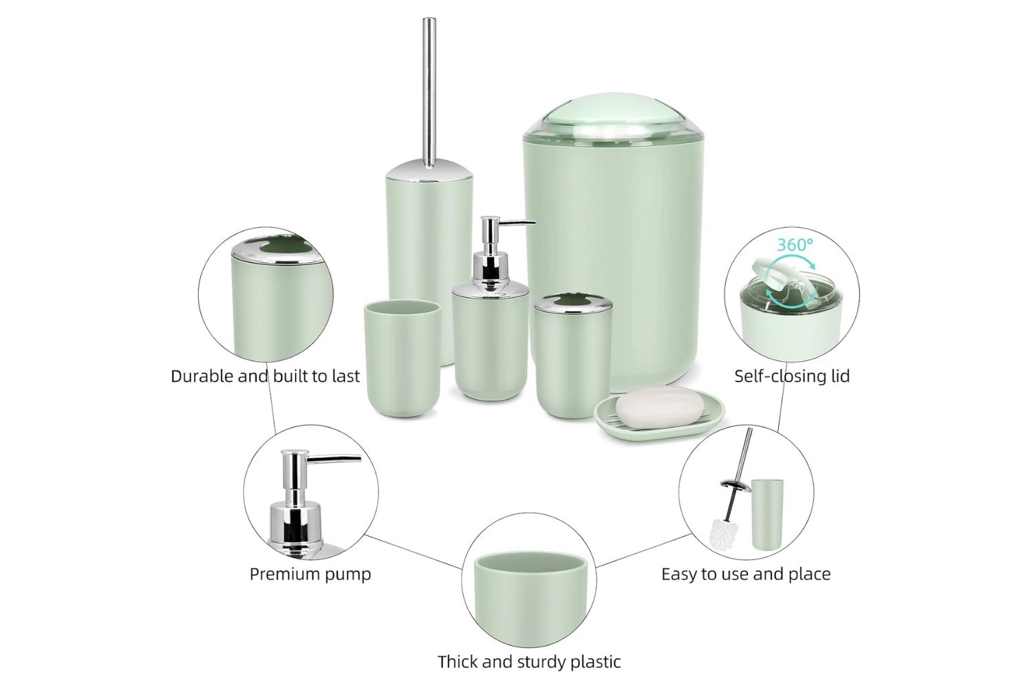 HOUSEHOLD Bathroom Accessories (Beige) 4Piece Set