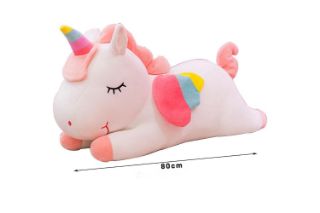 Picture of CUTE RAINBOW with Winged Unicorn Cushion (White) - 80cm