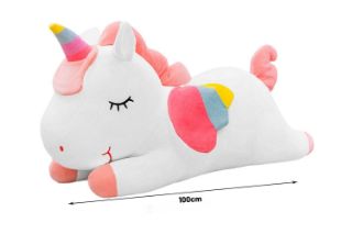 Picture of CUTE RAINBOW with Winged Unicorn Cushion (White) - 100cm