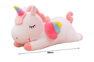 Picture of CUTE RAINBOW with Winged Unicorn Cushion (Pink) - 100 cm